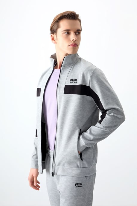 Herren Color Block Fleece Sweatshirt und Hose Set - Image 3