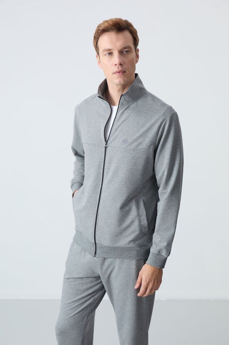 Herren Sweatshirt mit Reißverschlusskragen und Hose Set - Image 2