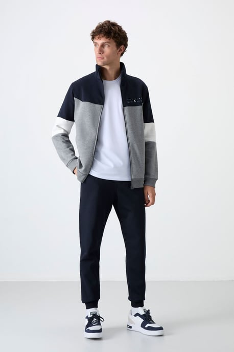 Herren Farbblockiertes Zip-Sweatshirt und Jogginghosen-Set - Image 2