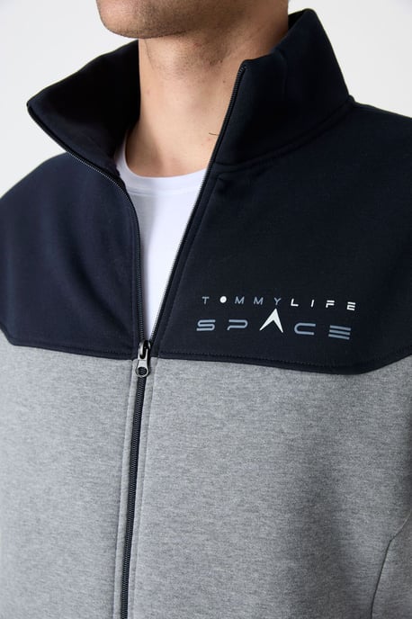 Herren Farbblockiertes Zip-Sweatshirt und Jogginghosen-Set - Image 3