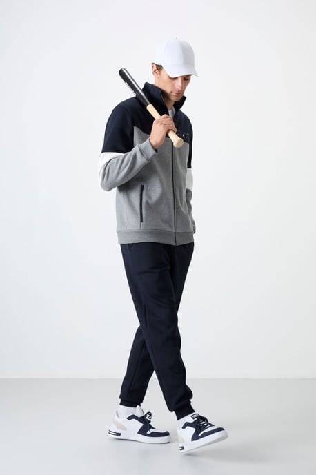 Herren Farbblockiertes Zip-Sweatshirt und Jogginghosen-Set - Image 4