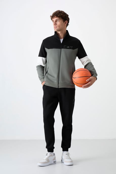 Herren-Farbblockiertes Zip-Sweatshirt- und Hosen-Set - Image 2