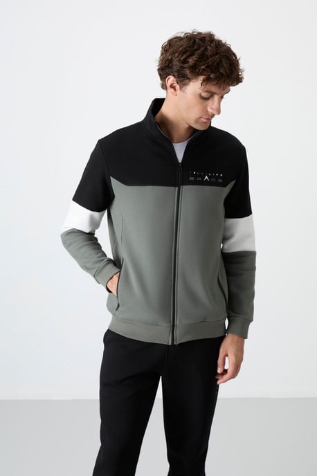Herren-Farbblockiertes Zip-Sweatshirt- und Hosen-Set - Image 3