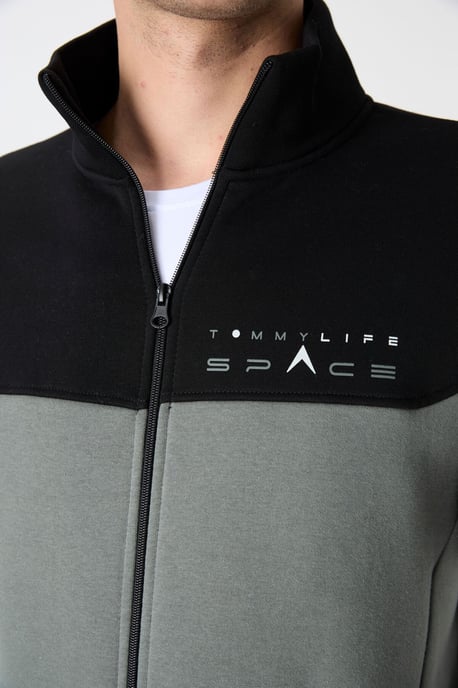 Herren-Farbblockiertes Zip-Sweatshirt- und Hosen-Set - Image 4