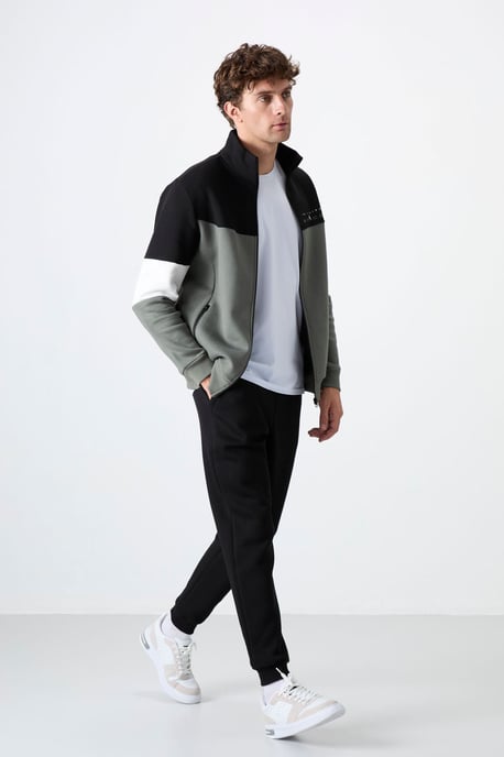 Herren-Farbblockiertes Zip-Sweatshirt- und Hosen-Set - Image 5