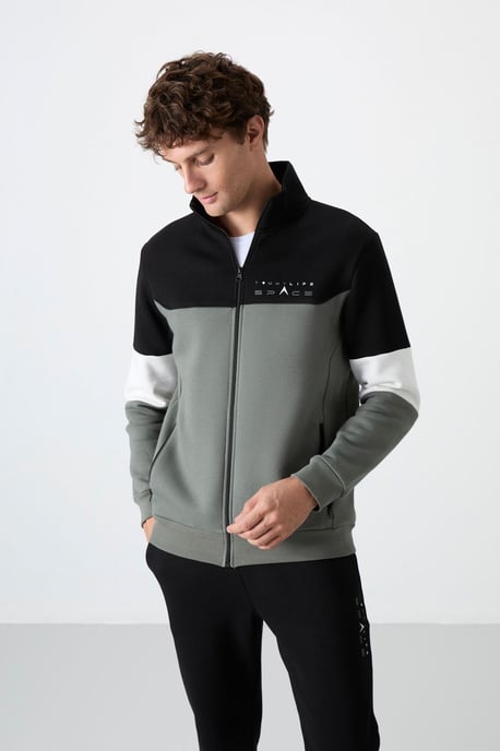 Herren-Farbblockiertes Zip-Sweatshirt- und Hosen-Set - Image 6