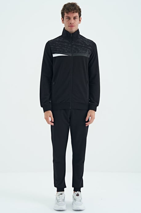 Bedrucktes Sweatshirt mit Reißverschlusskragen und Hose Set - Image 1