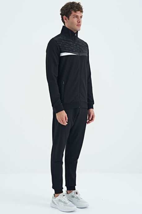 Bedrucktes Sweatshirt mit Reißverschlusskragen und Hose Set - Image 4