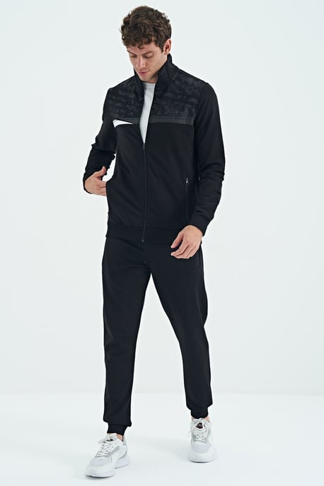 Bedrucktes Sweatshirt mit Reißverschlusskragen und Hose Set - Image 6