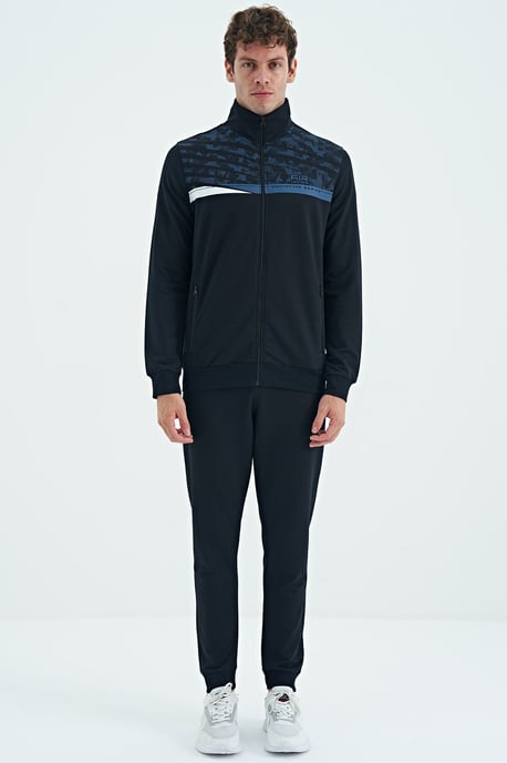 Bedrucktes Sweatshirt mit Reißverschlusskragen und Hosen-Set - Image 1
