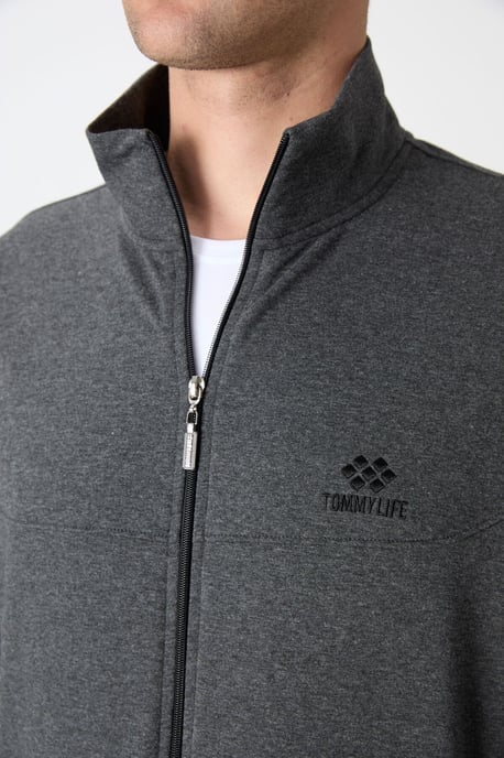 Herren Relaxed Fit Zip-Kragen Sweatshirt und Hosen Set - Image 2