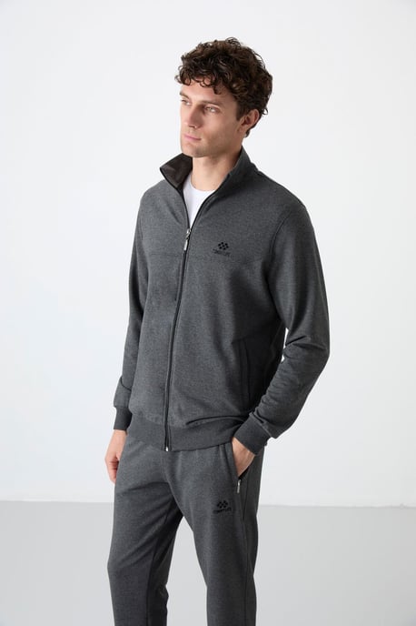 Herren Relaxed Fit Zip-Kragen Sweatshirt und Hosen Set - Image 4