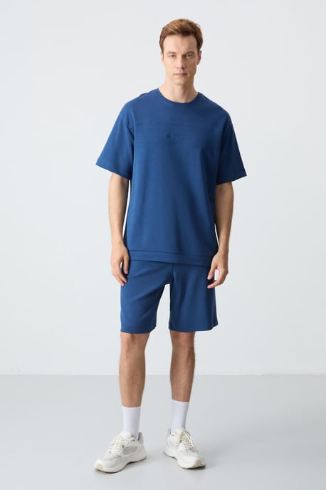 Herren Oversized Baumwollmischung T-Shirt und Shorts Set - Image 1