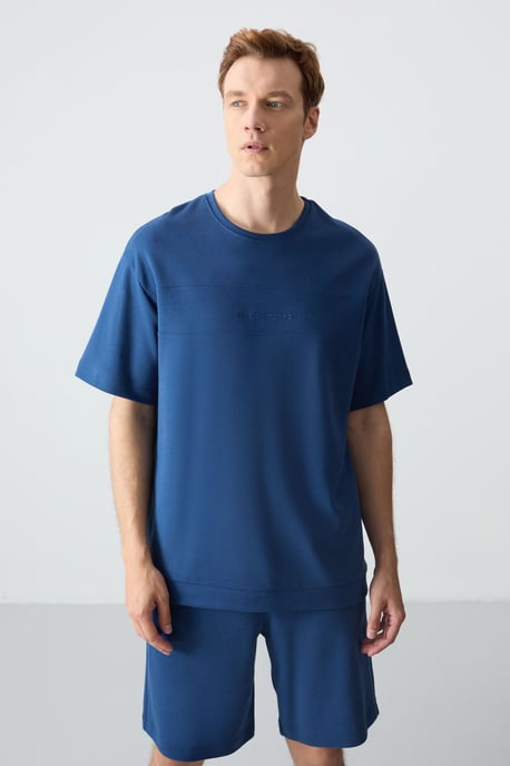 Herren Oversized Baumwollmischung T-Shirt und Shorts Set - Image 3
