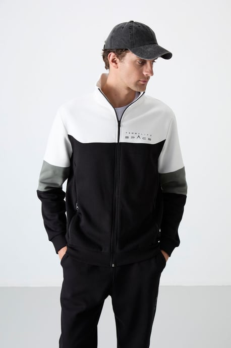 Herren Farbblockiertes Zip-Sweatshirt und Hose Set - Image 2