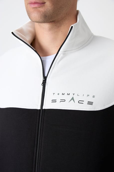 Herren Farbblockiertes Zip-Sweatshirt und Hose Set - Image 3