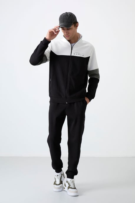 Herren Farbblockiertes Zip-Sweatshirt und Hose Set - Image 6