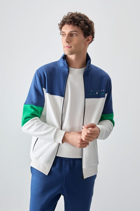 Herren Color-Blocked Zip Sweatshirt und Hosen Set - Image 4