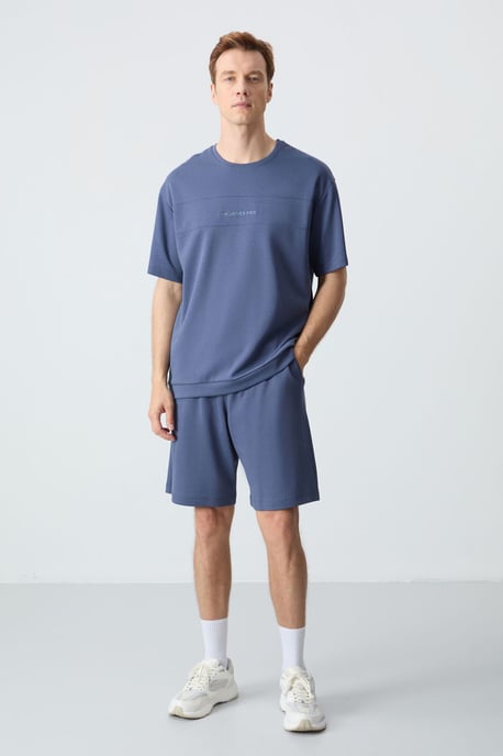 Herren Übergrößen Baumwollmischung T-Shirt und Shorts Set - Image 1