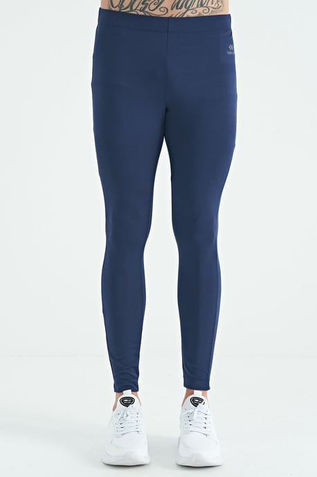 Tommy Life Herren Skinny-Hose mit hohem Bund, Strick - Marineblau - Image 2