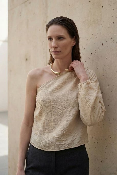 Off-Shoulder Cut-Out Baumwoll-Popeline-Bluse - Image 4