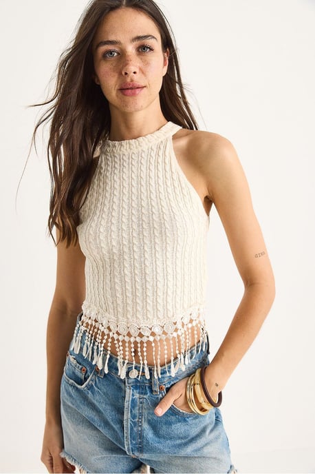 Strukturierte Halter-Crop-Bluse - Image 2