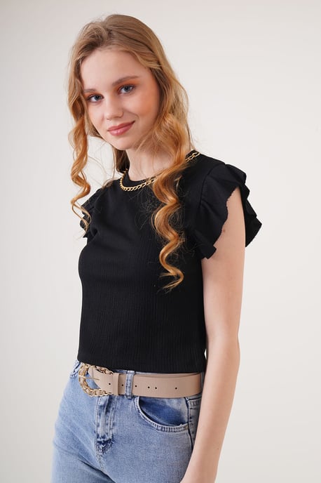 Rippstrick Ärmellose Rundhalsbluse - Image 3