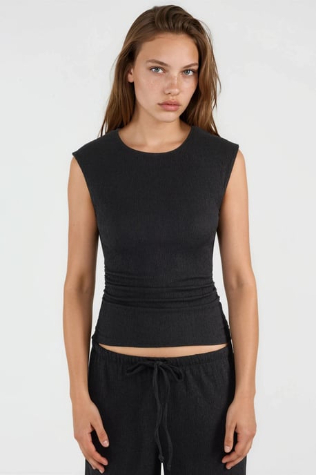 Gerippte Ärmellose Bluse mit Rundhalsausschnitt - Image 6