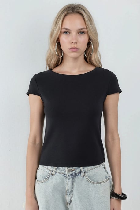 Crewneck Kurzarm Baumwollmischung Bluse - Image 6