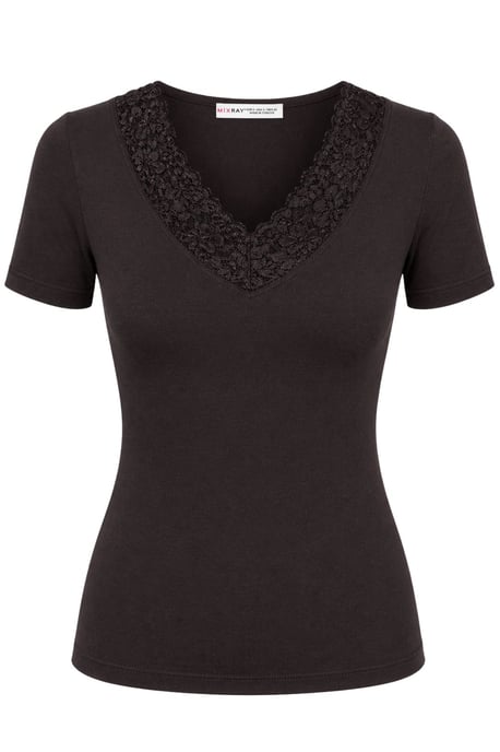 Spitzen-V-Ausschnitt Slim Fit Bluse - Image 1