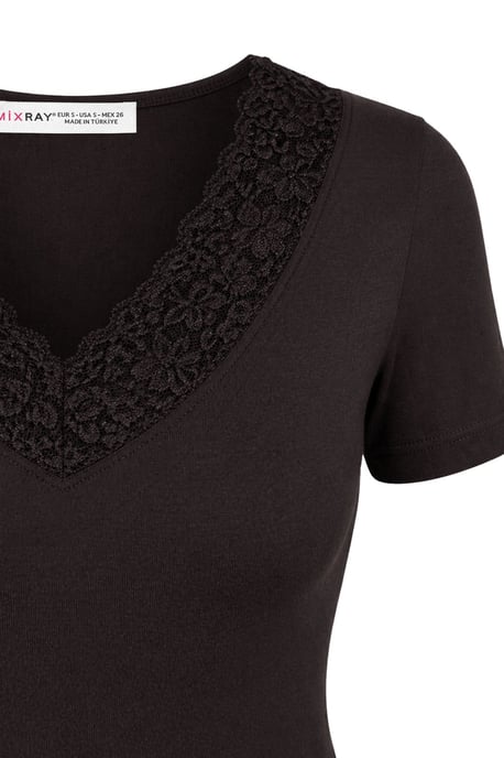 Spitzen-V-Ausschnitt Slim Fit Bluse - Image 2