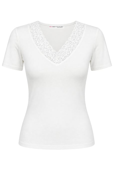 Spitzen-V-Ausschnitt Slim Fit Bluse - Image 1