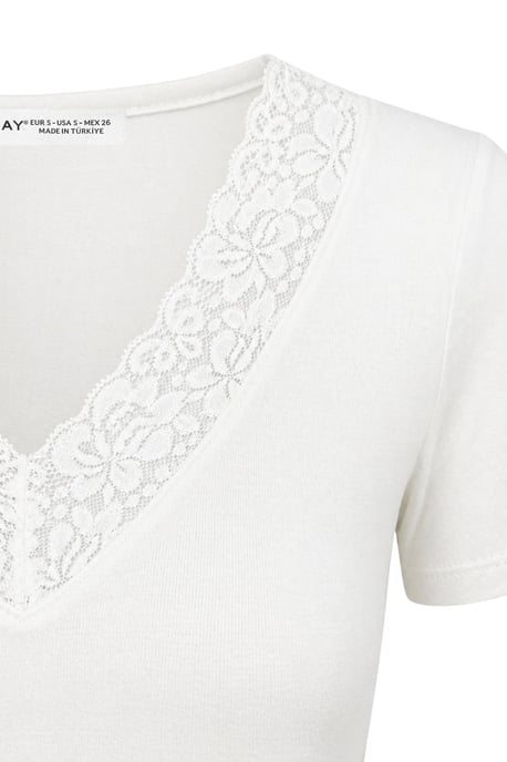 Spitzen-V-Ausschnitt Slim Fit Bluse - Image 2