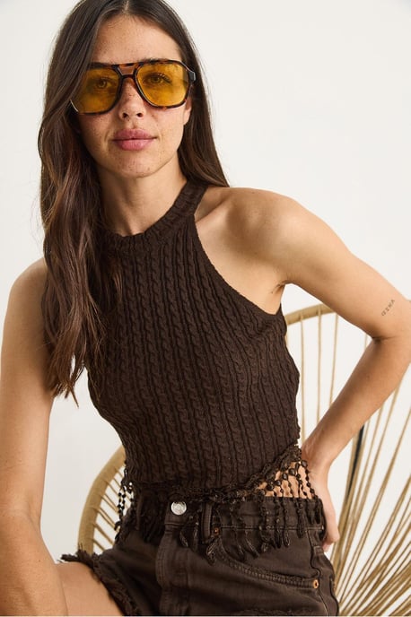 Strukturierte Halter-Crop-Bluse - Image 2