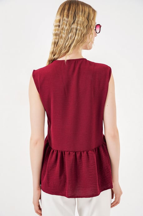 V-Ausschnitt Knopflose Ärmellose Bluse - Image 6