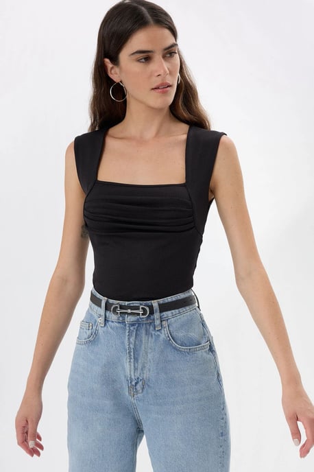 Gerüschte Bluse mit quadratischem Ausschnitt - Image 3