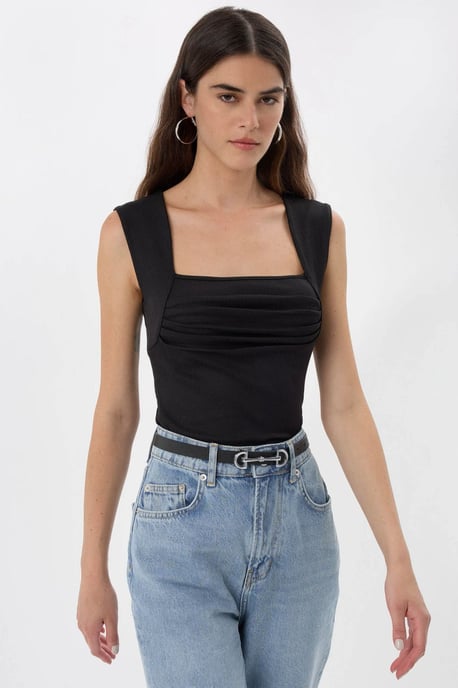 Gerüschte Bluse mit quadratischem Ausschnitt - Image 4
