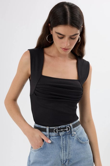 Gerüschte Bluse mit quadratischem Ausschnitt - Image 5