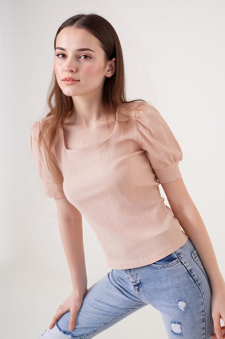 Slim Fit Quadratkragenbluse - Image 2