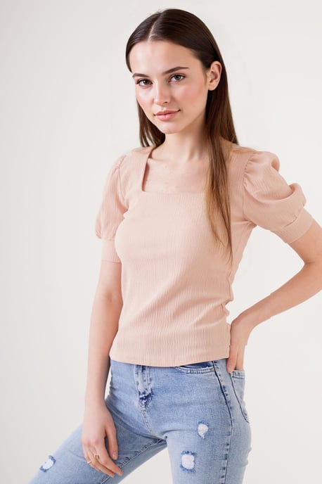 Slim Fit Quadratkragenbluse - Image 4