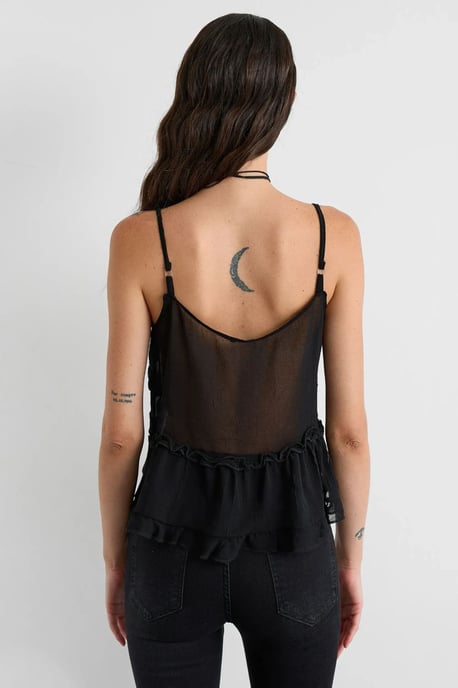 Hiccup Tüllbluse mit Rüschendetail - Schwarz - Image 4