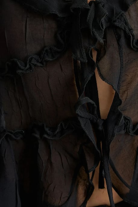 Hiccup Tüllbluse mit Rüschendetail - Schwarz - Image 5