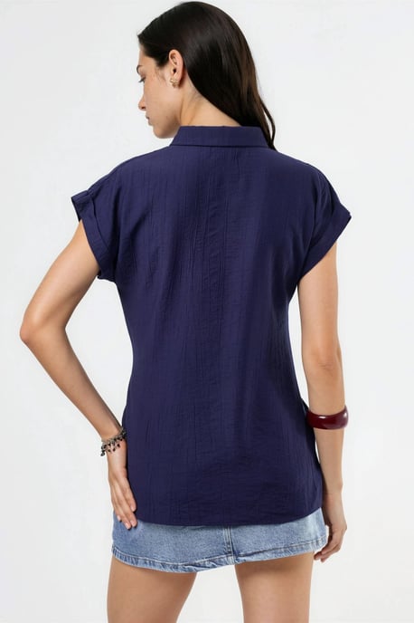 Strukturierte Gewebe-Bluse mit Bindegürtel - Image 3