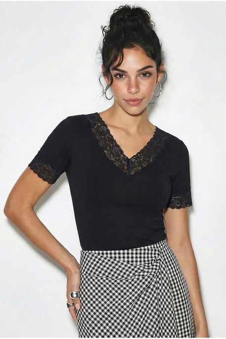 V-Ausschnitt Slim Fit Bluse - Image 1