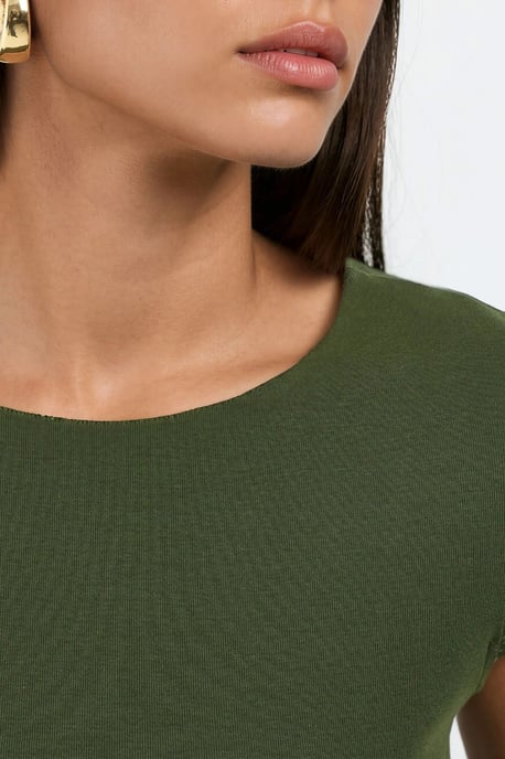 Crewneck Kurzarm Baumwollmischung Bluse - Image 6