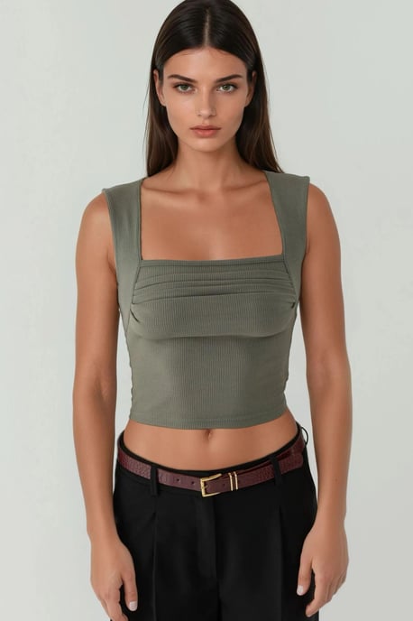 Gerüschte Bluse mit quadratischem Ausschnitt - Image 2