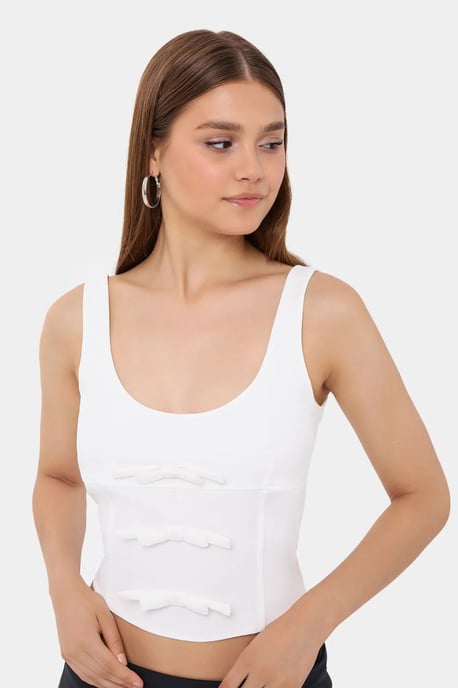 Ärmelloses Bodycon-Top mit Schleifen-Detail - Image 3