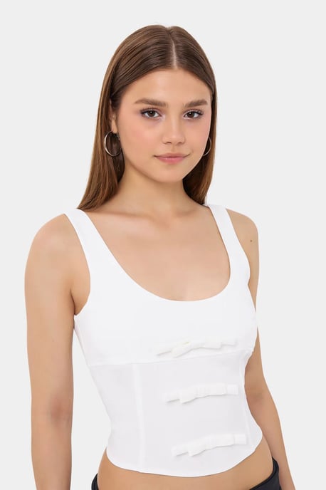 Ärmelloses Bodycon-Top mit Schleifen-Detail - Image 4