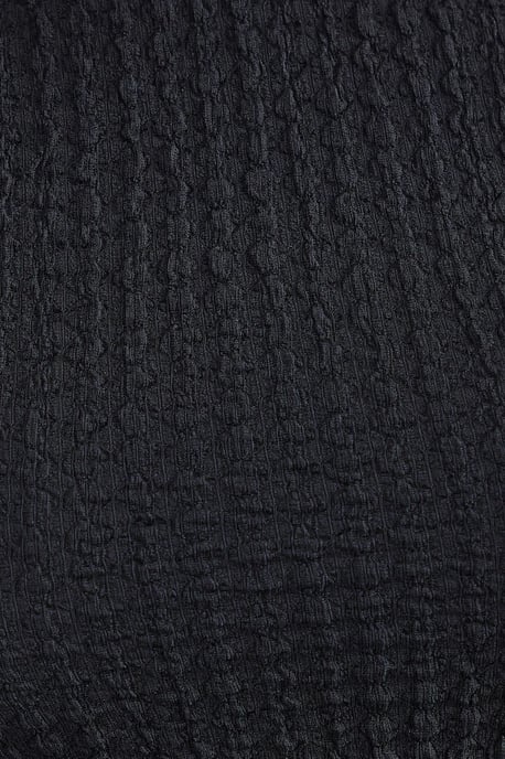 Hiccup Kurzärmeliges Cropped Top mit Rundhals aus strukturiertem, gedrehtem Stoff - Schwarz - Image 5