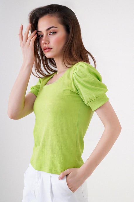 Slim Fit Quadratkragenbluse - Image 3